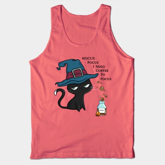 Hocus Pocus I Need Coffee To Focus Tank Top by Bear Cave 